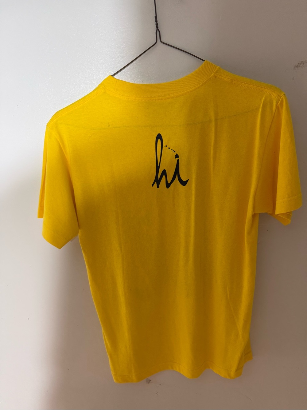 Alstyle Bright Yellow Short Sleeve Tee with 'hi' Script